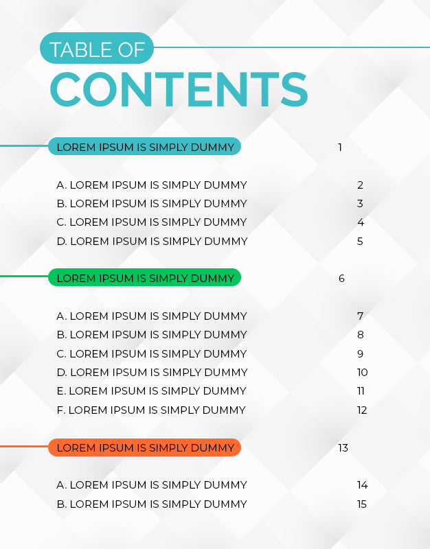 Table of Contents Template free template in PSD shop fresh