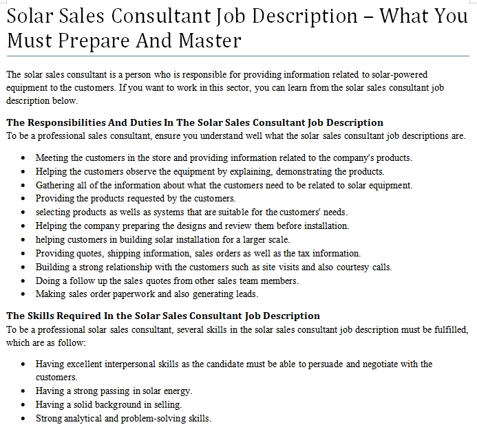 Business development manager solar job description