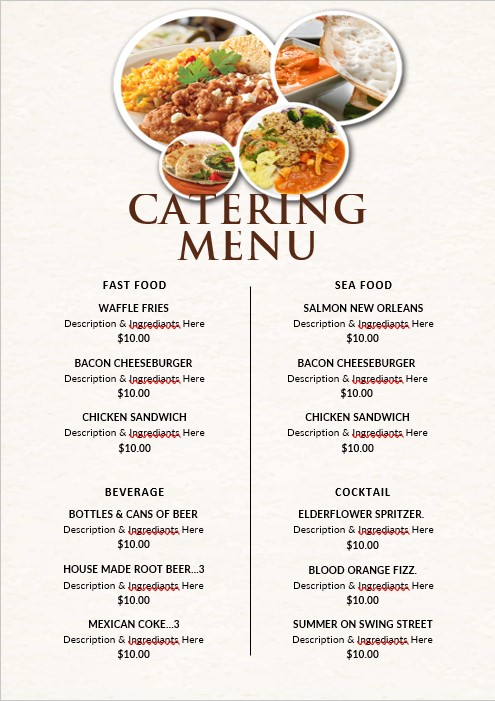 Catering Menu Psd Template Free Shop Fresh