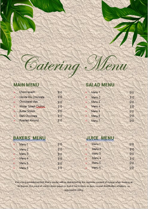 10  Catering Menu psd template free shop fresh