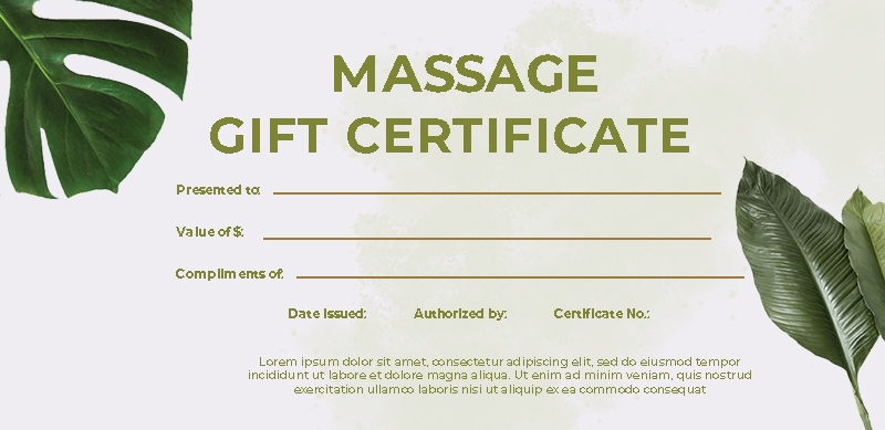 Free Printable Massage Gift Certificate Templates Microsoft Word