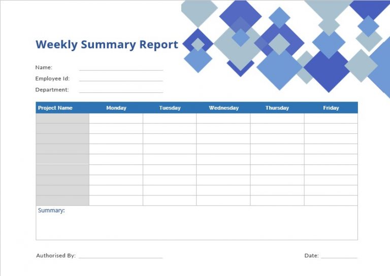 Manager Weekly Report Template