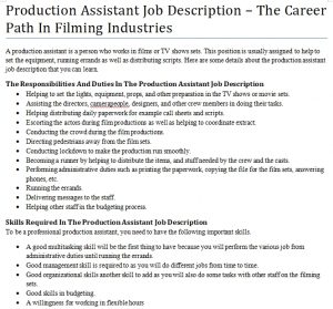chicago production assistant jobs