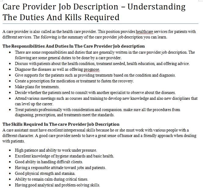 Provider Network Executive Job Description