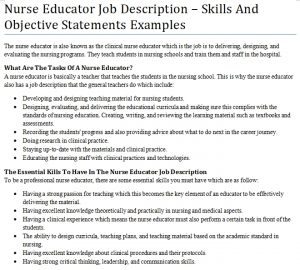 Nursing instructor job description