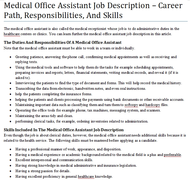 medical-office-assistant-job-description-resume-inspirational-lead