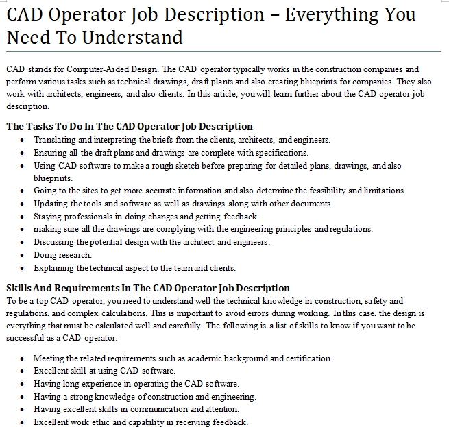 Electrical autocad job description