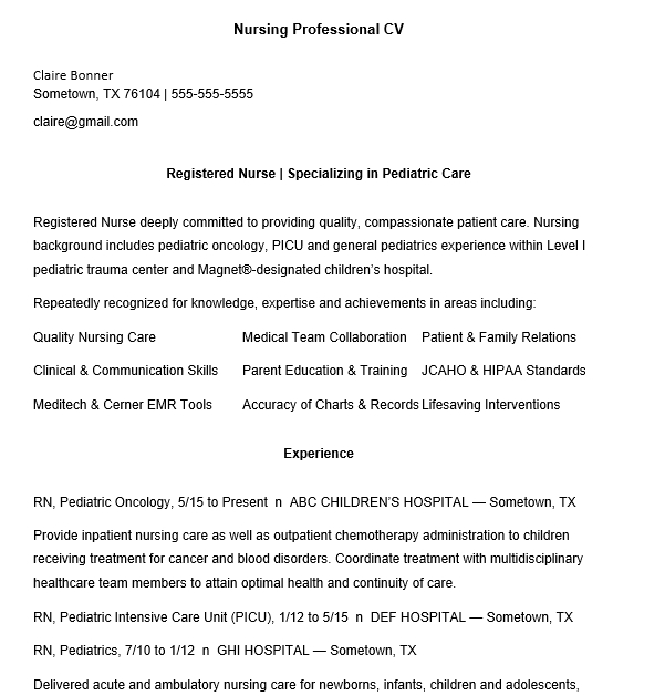 6+ Nursing Curriculum Vitae | shop fresh