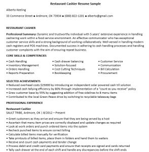6+ Example Cashier Resume  shop fresh