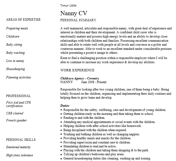 6+ Babysitter Resume | shop fresh