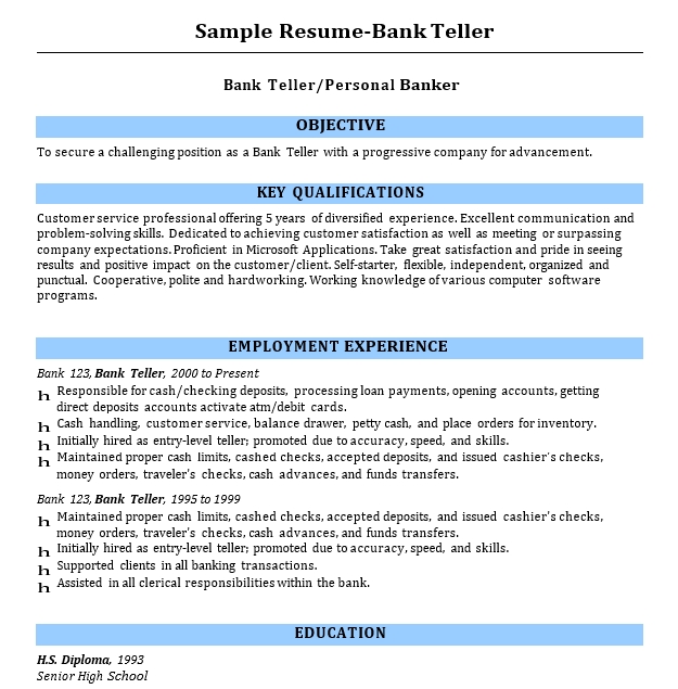 4+ Bank Teller Resume shop fresh