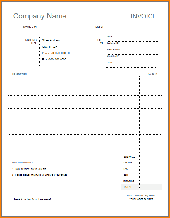 Printable Invoice Templates