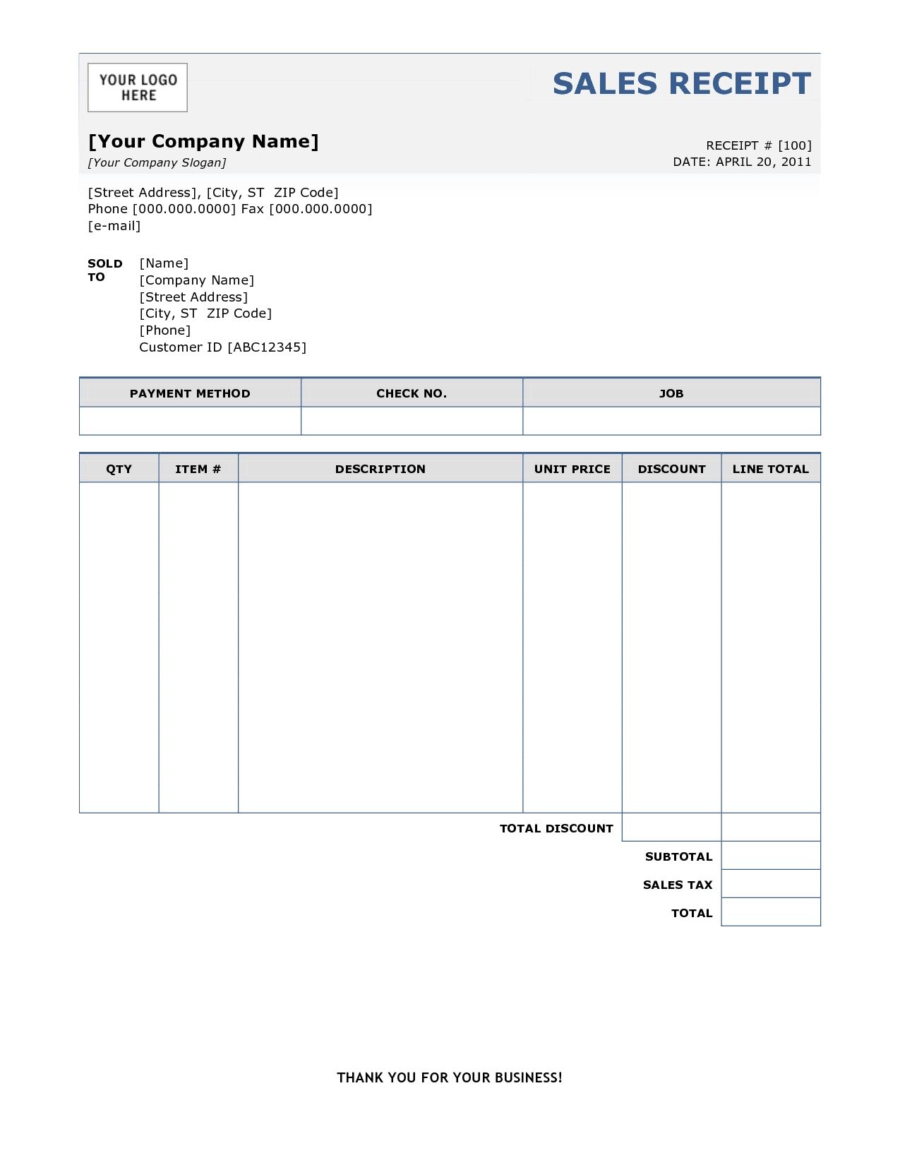 Free Blank Invoice Template for Microsoft Word