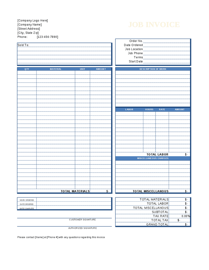 Job Invoice Template