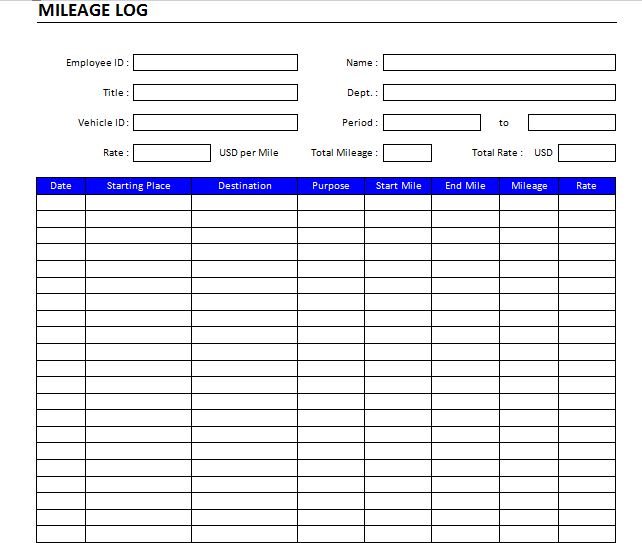 30 Printable Mileage Log Templates (Free)   Template Lab