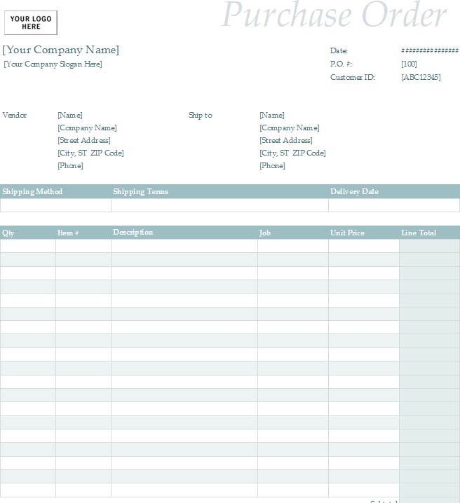 Free Printable Purchase Order Forms | shop fresh