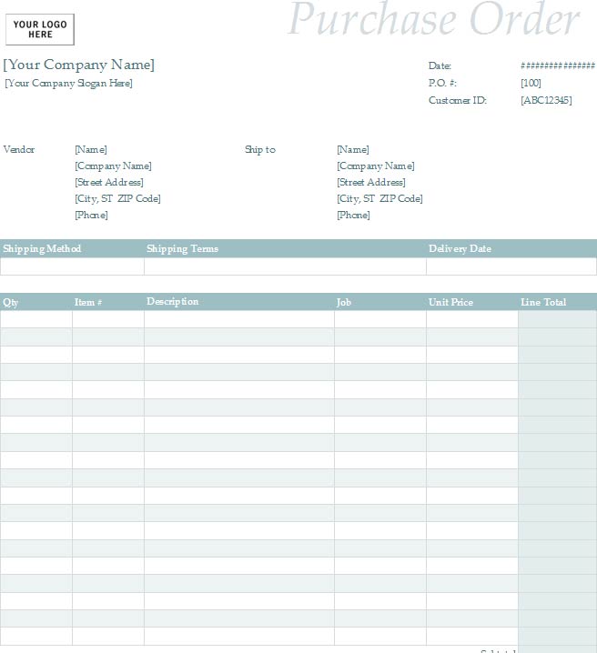 Free Purchase Order Form