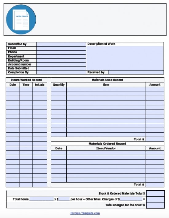 Free Printable Work Order Invoice | shop fresh