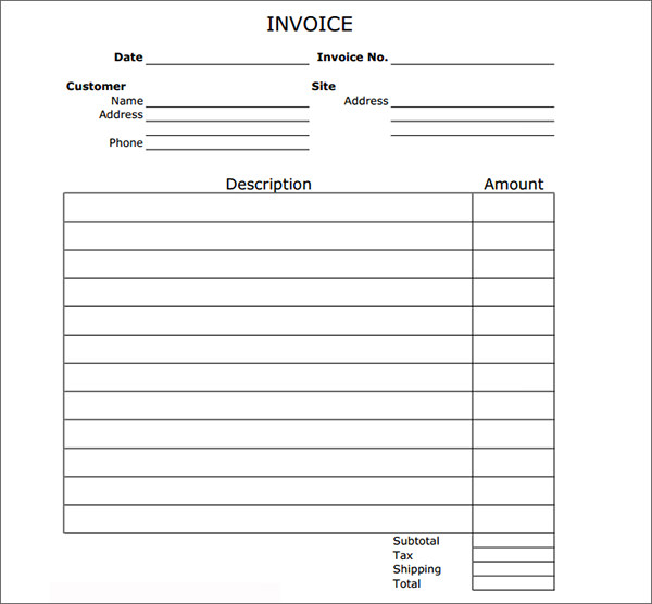 Printable Invoice Templates