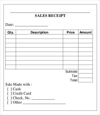 Printable Sales Receipt Template , Free Sales Receipt Template for 