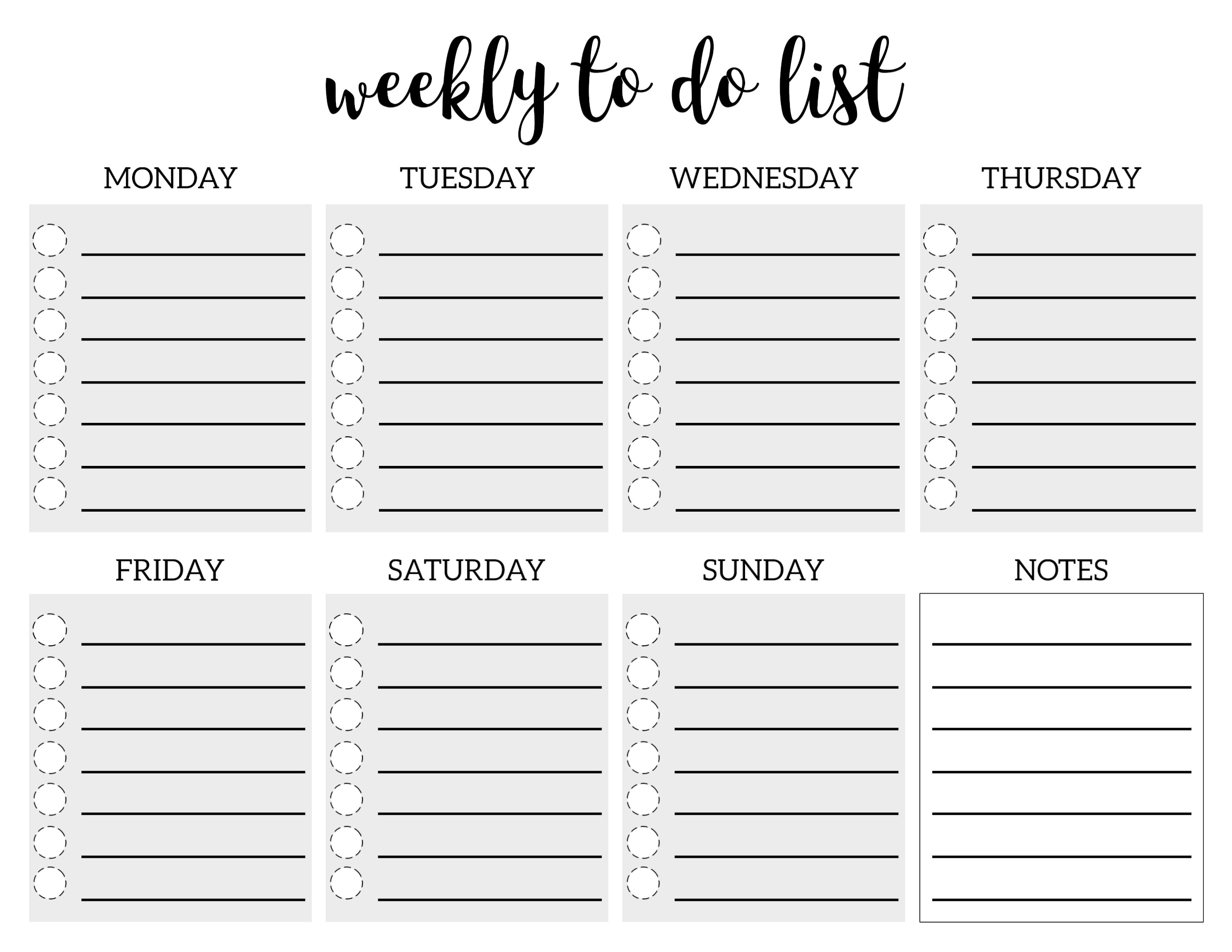 Weekly To Do List Printable Checklist Template   Paper Trail Design