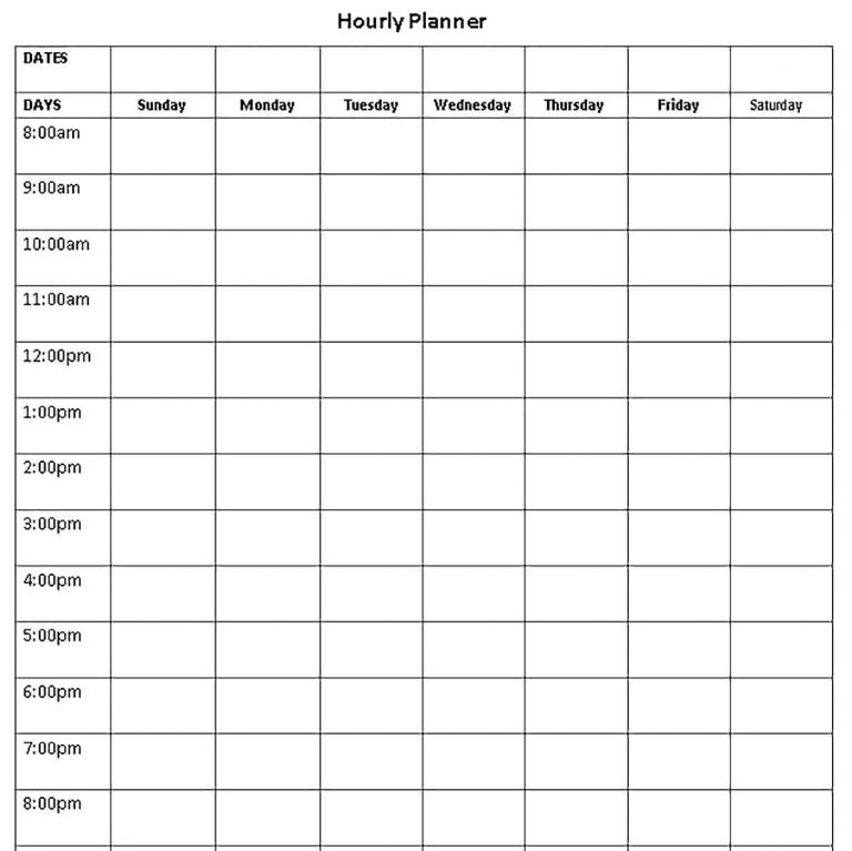 Hourly Planner Template | shop fresh