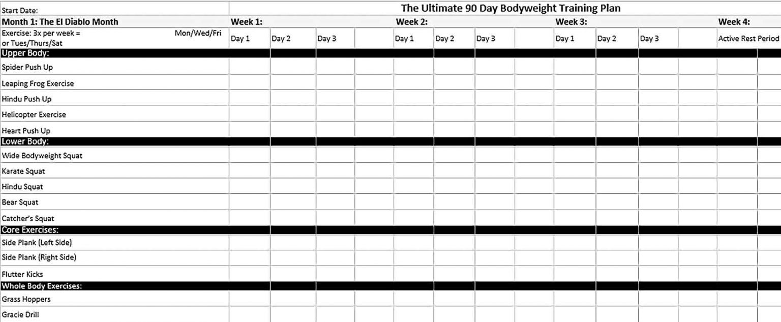 90 Day Workout Plan Templates | shop fresh