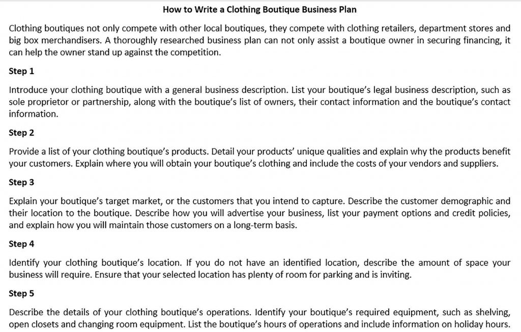 Boutique Business Plan Template | shop fresh