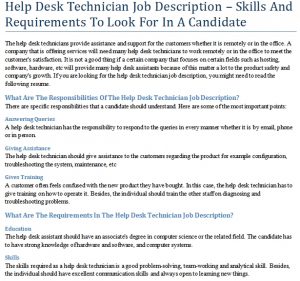 Help Desk Technician Job Description – Skills And Requirements To Look ...
