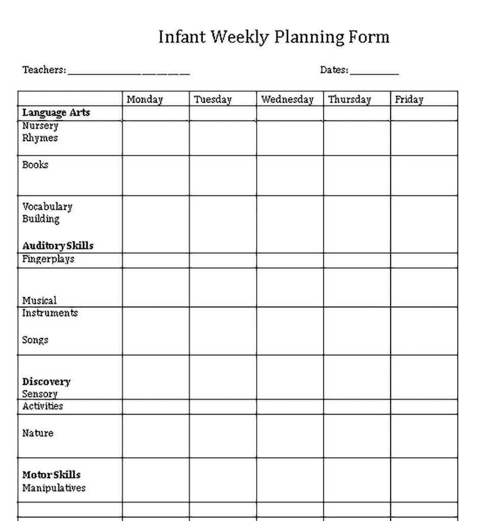Infant Lesson Plan Template | shop fresh