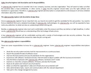 Cyber Security Engineer Job Description and its Responsibilities | shop ...