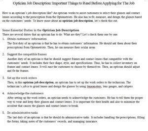 Optician Job Description: Important Things to Read Before Applying for ...