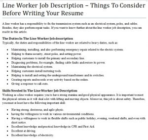 Line Worker Job Description – Things To Consider Before Writing Your ...